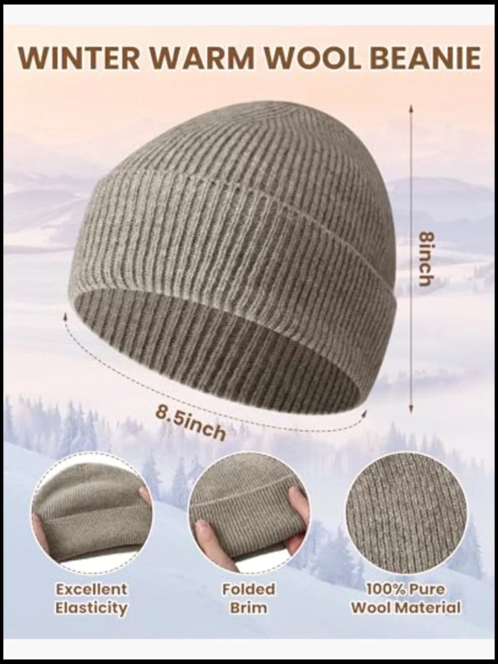 3-Piece Wool Hat Gloves Socks Set with Touchscreen